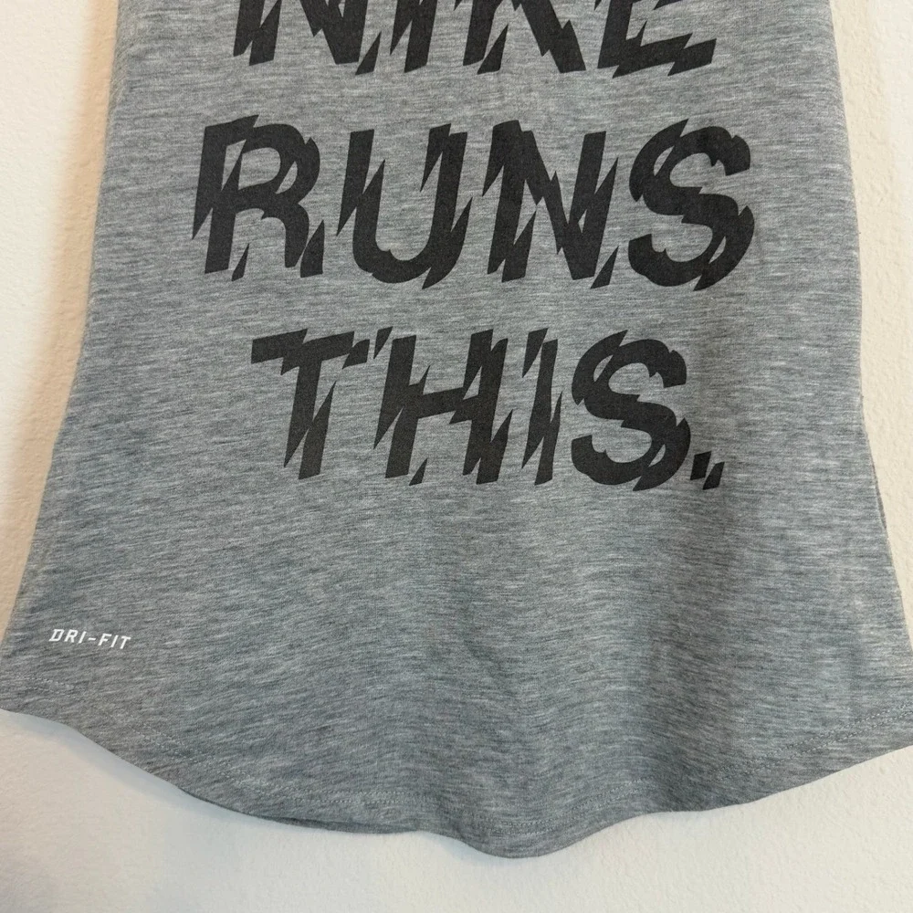 Nike Dri-FIT Tank Top Womens XS Gray Racerback Running Training Graphic Athletic
